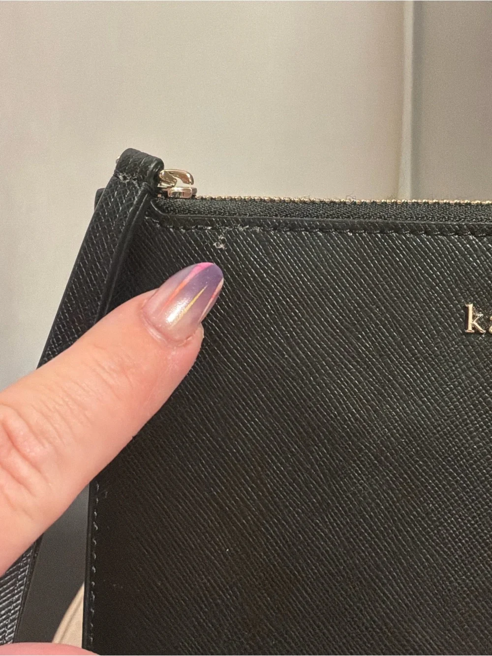 kate spade Staci medium L Zip Black Leather Wristlet